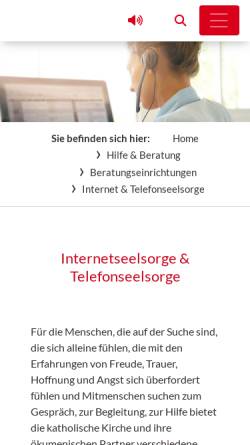 Vorschau der mobilen Webseite www.internetseelsorge-freiburg.de, Internetseelsorge Freiburg