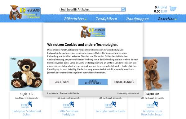 Vorschau von www.teddy-versand.de, Der Sammlerbären-Shop