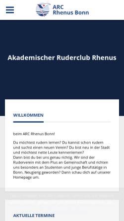 Vorschau der mobilen Webseite www.arc-rhenus.de, Akademische Ruder Club Rhenus Bonn