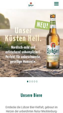 Vorschau der mobilen Webseite www.luebzer.de, Mecklenburgische Brauerei Lübz GmbH