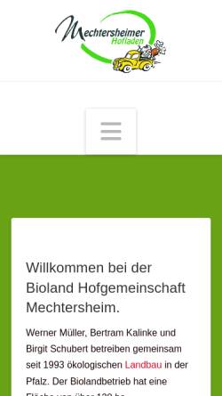 Vorschau der mobilen Webseite www.hofgemeinschaft.de, Bioland-Bauernhof Hofgemeinschaft Mechtersheim