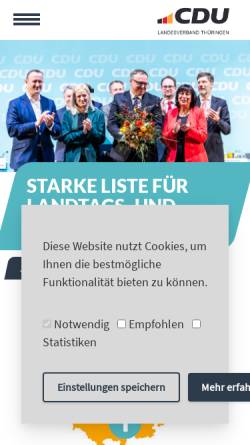 Vorschau der mobilen Webseite www.cdu-thueringen.de, CDU Thüringen - Landesverband