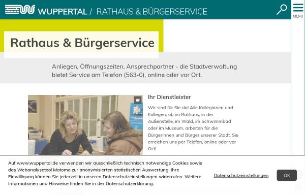 Vorschau von www.wuppertal.de, Stadt Wuppertal - Rathaus und Bürgerservice
