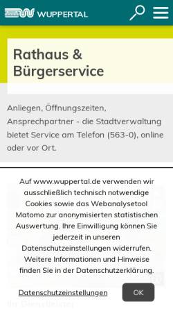 Vorschau der mobilen Webseite www.wuppertal.de, Stadt Wuppertal - Rathaus und Bürgerservice