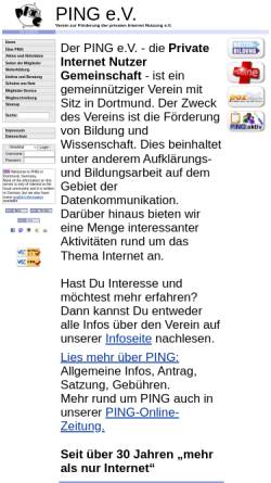 Vorschau der mobilen Webseite www.ping.de, PING e.V.