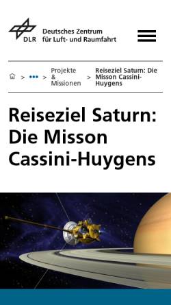 Vorschau der mobilen Webseite www.dlr.de, Cassini-Huygens