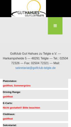 Vorschau der mobilen Webseite www.golfclub-telgte.de, Golfclub Gut Hahues zu Telgte