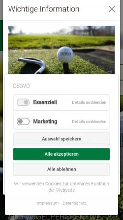 Vorschau der mobilen Webseite www.golf-kambach.de, Golfclub Haus Kambach e.V.