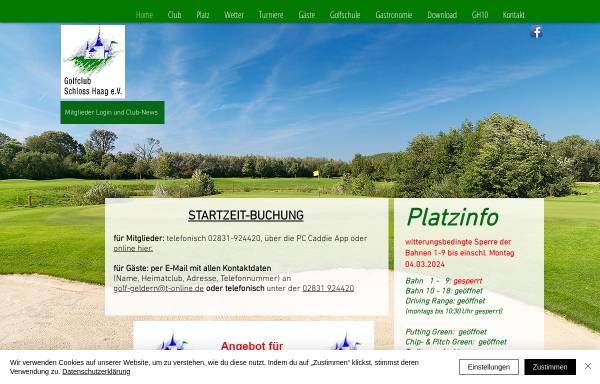 Vorschau von www.gc-schloss-haag.de, Golfclub Schloss Haag