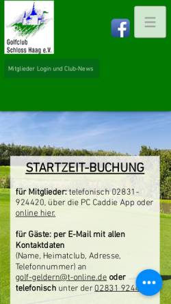 Vorschau der mobilen Webseite www.gc-schloss-haag.de, Golfclub Schloss Haag