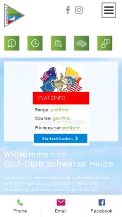 Vorschau der mobilen Webseite www.gc-schwarze-heide.de, Golfclub Schwarze Heide