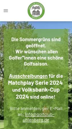 Vorschau der mobilen Webseite www.uhlenberg-reken.de, Golfclub Uhlenberg Reken e.V.