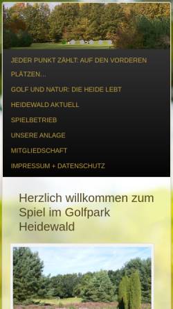 Vorschau der mobilen Webseite www.golfpark-heidewald.de, Golfpark Heidewald