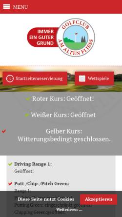 Vorschau der mobilen Webseite www.golfplatz-koeln.de, Golfplatz Am Alten Fliess e.V.
