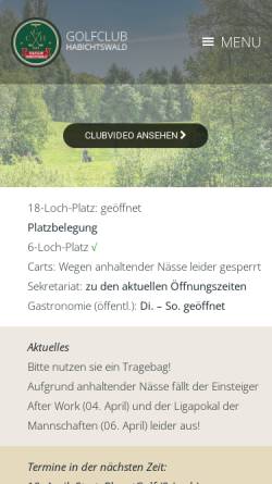 Vorschau der mobilen Webseite www.golf-velpe.de, Velper Golf Club e.V.