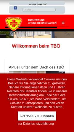 Vorschau der mobilen Webseite www.tboe1884.de, Turnerbund Groß-Oesinghausen 1884 e.V.