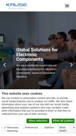 Vorschau der mobilen Webseite www.kruse.de, Kruse Electronic Components GmbH & Co. KG