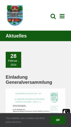 Vorschau der mobilen Webseite schuetzenverein-dorsten-feldmark.de, Allgemeiner Bürgerschützenverein Dorsten Feldmark I. und II. e.V.