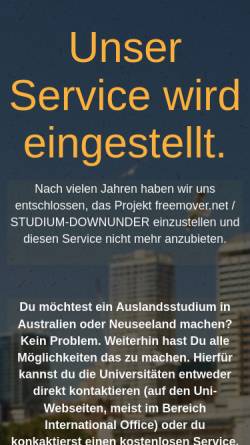 Vorschau der mobilen Webseite www.studium-downunder.de, Studium-Downunder.de