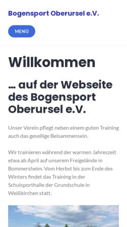 Vorschau der mobilen Webseite www.bogensport-oberursel.de, Bogensportverein in Oberursel