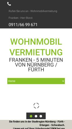 Vorschau der mobilen Webseite www.wohnmobile-franken.de, Wohnmobilvermietung Franken