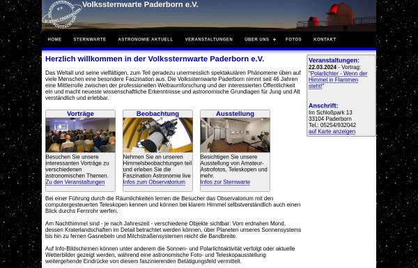 Vorschau von www.vspb.de, Volkssternwarte Paderborn e.V.