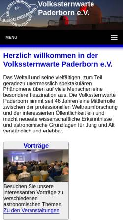 Vorschau der mobilen Webseite www.vspb.de, Volkssternwarte Paderborn e.V.
