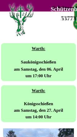 Vorschau der mobilen Webseite www.schuetzenhennefwarth.de, Schützenbruderschaft Sankt Hubertus Hennef-Warth 1961 e.V.