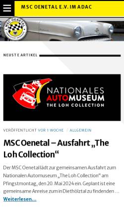 Vorschau der mobilen Webseite www.msc-oenetal.de, MSC Oenetal e.V.