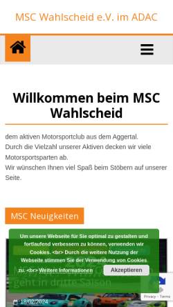 Vorschau der mobilen Webseite www.msc-wahlscheid.de, Motorsport Club Wahlscheid Wahlscheid e.V. im ADAC