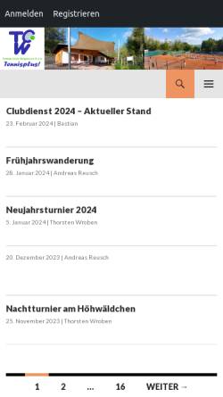 Vorschau der mobilen Webseite www.tcwilgersdorf.de, Tennisclub TC Wilgersdorf e.V.
