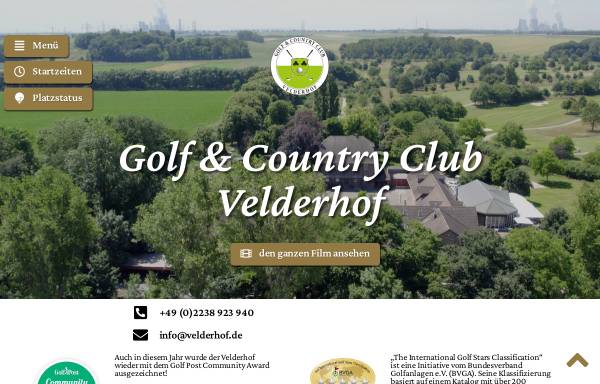 Vorschau von www.velderhof.de, Golf & Country Club Velderhof e.V.