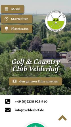 Vorschau der mobilen Webseite www.velderhof.de, Golf & Country Club Velderhof e.V.