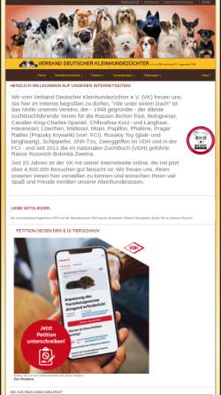 Vorschau der mobilen Webseite www.kleinhunde.de, Verband Deutscher Kleinhundezüchter e.V. im VDH