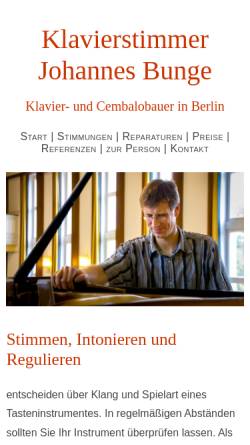 Vorschau der mobilen Webseite klavierstimmer-bunge.de, Bunge, Johannes
