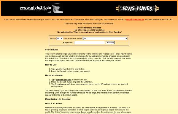 Vorschau von www.presley.de, Die Elvis-Suchmaschine