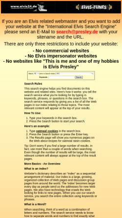 Vorschau der mobilen Webseite www.presley.de, Die Elvis-Suchmaschine
