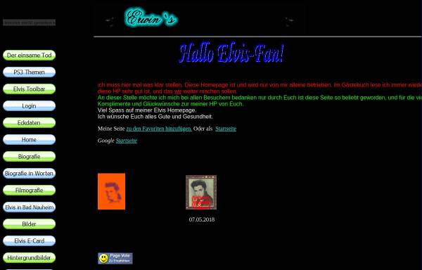 Vorschau von www.elvis1.ch, Erwins Elvis-Homepage