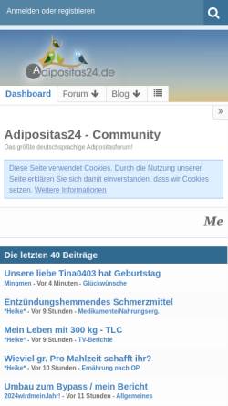 Vorschau der mobilen Webseite www.adipositas24.de, Adipositasforum