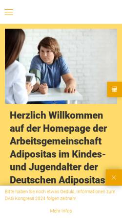 Vorschau der mobilen Webseite aga.adipositas-gesellschaft.de, Arbeitsgemeinschaft Adipositas im Kindes- und Jugendalter