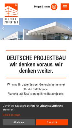Vorschau der mobilen Webseite www.deutscheprojektbau.de, Hebel Projekbau GmbH & Co. KG