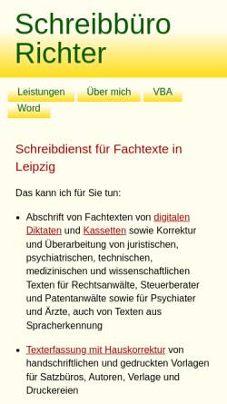 Vorschau der mobilen Webseite www.schreibbuero-richter.de, Schreibbüro Richter