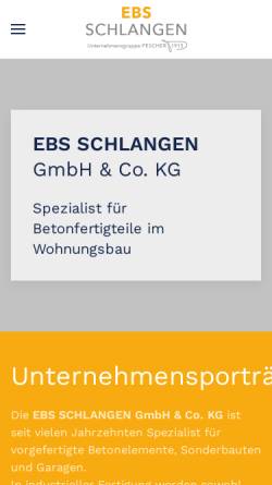 Vorschau der mobilen Webseite www.elementbau-schlangen.de, EBS Elementbau Schlangen GmbH & Co.KG