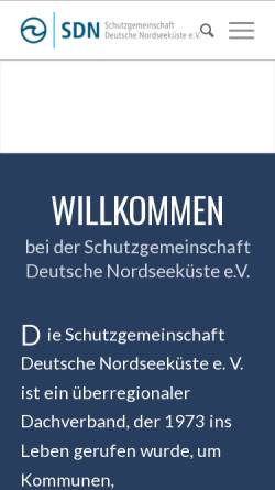 Vorschau der mobilen Webseite sdn-web.de, Schutzgemeinschaft Deutsche Nordseeküste