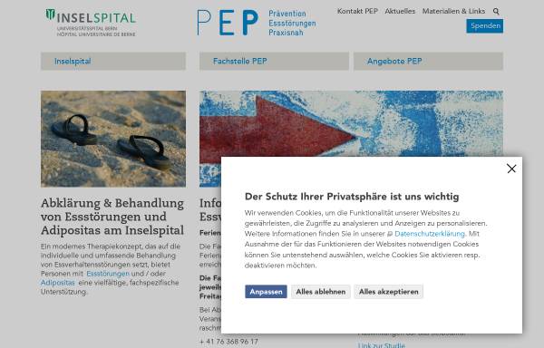 Vorschau von www.pepinfo.ch, Projekt PEP