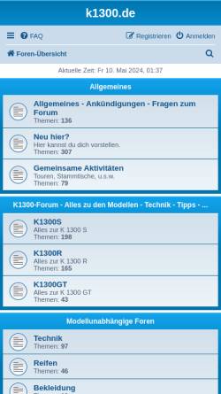 Vorschau der mobilen Webseite www.k1300.de, K1300 Forum