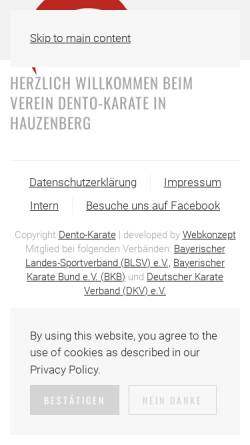Vorschau der mobilen Webseite www.dento-karate.de, Dento-Karate