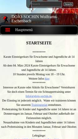 Vorschau der mobilen Webseite www.dojo-sochin.de, Dojo Sochin Wolframs-Eschenbach