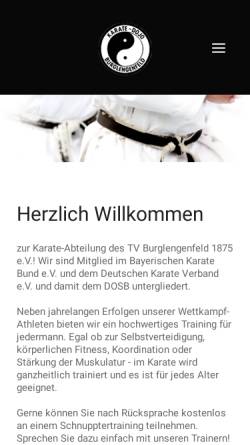 Vorschau der mobilen Webseite www.karate-burglengenfeld.de, Karate Burglengenfeld