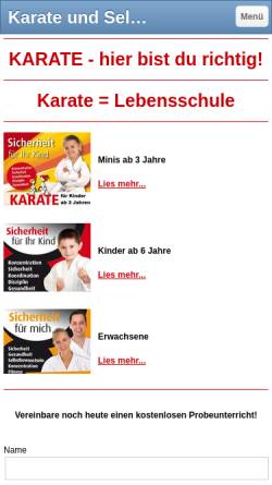Vorschau der mobilen Webseite www.karateschule-okinawa.de, Karateschule Okinawa Bayreuth, Kulmbach, Pegnitz, Auerbach DJKB